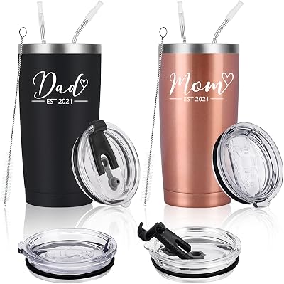 HiAnifri Mom and Dad Travel Tumbler Set Est 2021, Funny for New Parents New Pregnancy New Dad New Mom Anniversary, Stainless Steel Insulated Tumbler with 2 Lids20oz, Black and Rose Gold HiAnifri Mom and Dad Travel Tumbler Set Est 2021, Funny for New Parents New Pregnancy New Dad New Mom Anniversary, Stainless Steel Insulated Tumbler with 2 Lids20oz, Black and Rose Gold HiAnifri Mom and Dad Travel Tumbler Set Est 2021, Funny for