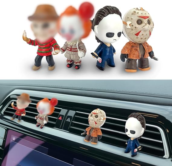 GENANY 3D Resin 4 pcs Horror Car Air Freshener Vent Clip, Hand Painted Mask