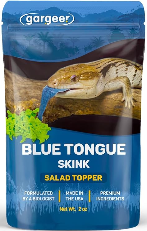 Gargeer 2oz Blue Tongue Skink Salad Topper. Enhanced Appetite, Made in USA | Natural appetite-stimulating topper! Dandelion, hibiscus, alfalfa & spirulina boost skink greens, fruits & pellets