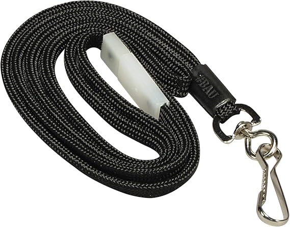 Safety Breakaway Lanyard, Metal Hook Fastener, 36" Long, Black