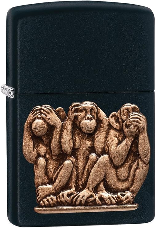 Zippo Lighter - Personalized Custom Message Engraved on Backside for Special Designs Windproof Lighter (Three Monkeys 29409)