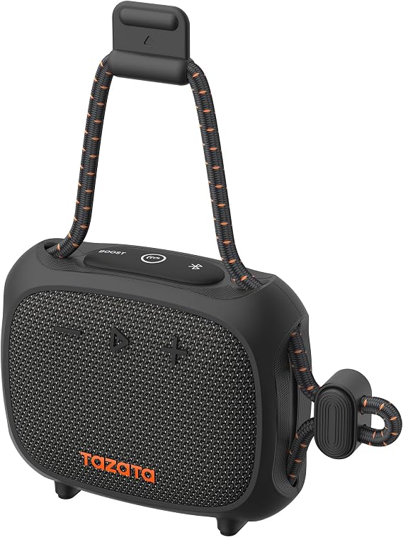 TAZATA Bike Speaker, IPX7 Waterproof Portable Wireless Bluetooth Speakers | Bass, HD Stereo Loud Sound,11H, TWS Pairing, Adjustable Bungee Strap with Hook for Bicycle, E-Bike,Motorcycle, Scooter Riding