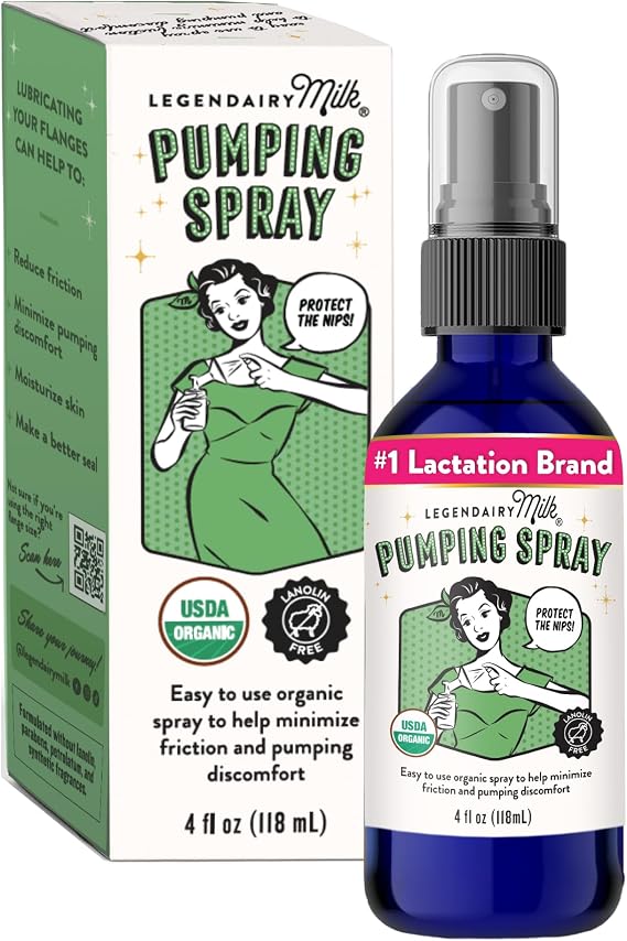 Legendairy Milk Organic Pumping Spray, Lanolin-Free Breast Lubricant, 4 oz | USDA Organic Pumping Spray with Coconut and Olive Oils. Reduces Friction Between Skin and Pump Flanges For Smoother Pumping