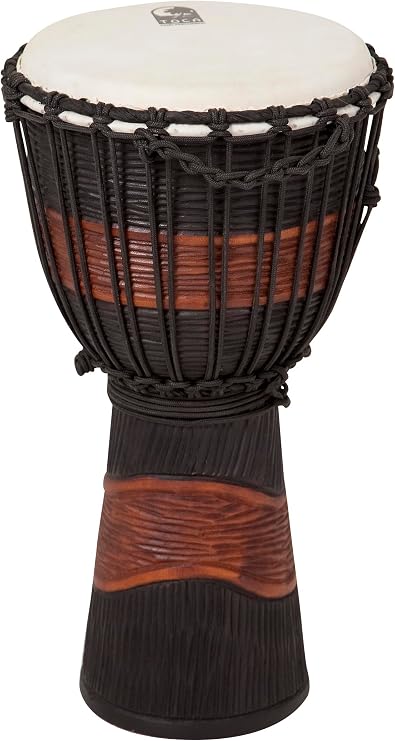 Toca TSSDJ-MB Street Series Rope Tuned Wood Djembe, Small - Brown and Black Stain