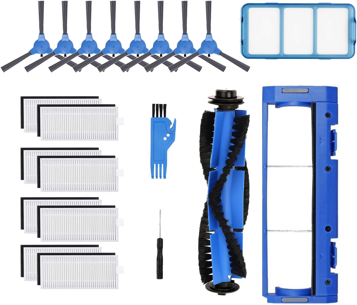 Replacement Parts Compatible with Eufy RoboVac 11S, RoboVac 30, RoboVac 30C, RoboVac 15C, RoboVac 15T, RoboVac 12, RoboVac 35C Accessory Robotic Vacuum Cleaner Filters, Side Brushes,Rolling Brushes