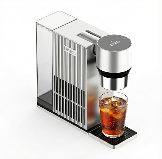Brezi Cold Brew Coffee Maker, Fresh Cold Brew in Minutes, Low-Acid Smooth Flavor, Premium Aluminum Design,1L Capacity, Easy Use,coffee machine,Automatic Precision Brewing for Home & Office (silver)