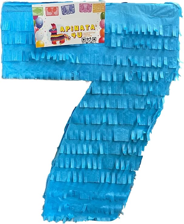 20" Tal Number Seven Pinata Blue Color Seventh Birthday