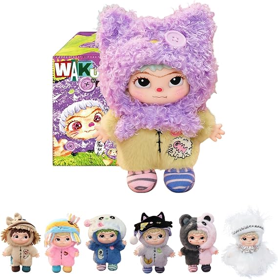 Wakuku The Handicraft World Series Plush Keychain Blind Box 1Pcs (1 of 7 Possible Styles) Wakuku Version 4 Cute Key Ring Decor Figures Collectible Birthday Gifts