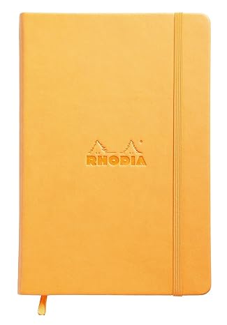 Rhodia 118608C - Rigid Notebook Webnotebook Orange - A5 - Lined - 192 Pages - Clairefontaine Ivory Paper 90 g/m - Bookmark, Elastic Closure - Faux Leather Cover