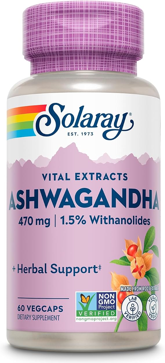SOLARAY Vital Extracts Ashwagandha 470 mg, 60 VegCaps