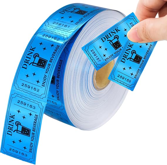 Ceiba Tree 1000Pcs Blue Raffle Tickets Roll Single Roll Drink Tickets for Events Carnivals Movie Fathers Day Party Wedding Entertainment Supplies