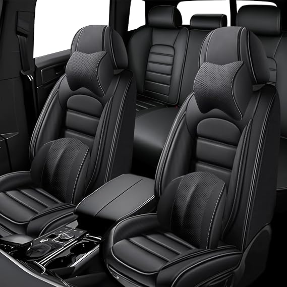 5 Seat Covers for Suzuki Grand Vitara 2011-2023 Leather Car Seat Covers Waterproof Anti-Slip Soft Car Seat Protectors Premium Automotive Seat Covers with Airbag(Luxury,Classic Black)