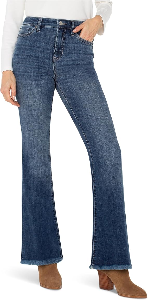 Liverpool Women's Hannah High-Rise Flare Jeans W/Fray Hem