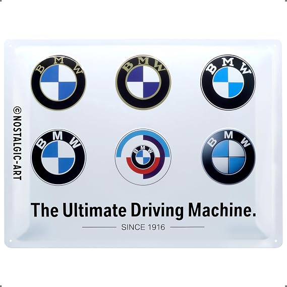 Nostalgic-Art Retro tin sign, 11.8" x 15.7", official license product (OLP), BMW Logo Evolution Gift idea for BMW fans, made of metal, vintage design