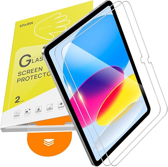 SPARIN Screen Protector for iPad A16/10th Generation [11&10.9-2025/2022 | 2 Pack Tempered Glass with Auto Application Tray for iPad 11th/10th Gen, Easy Installation, Case Friendly