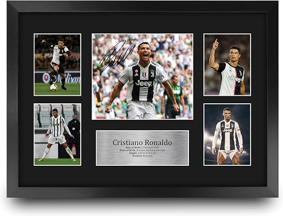 HWC Trading FR A3 Cristiano Ronaldo Juventus Printed Memorabilia Signed Autograph Photograph Display for Soccer Fans and Supporters - A3 Framed
