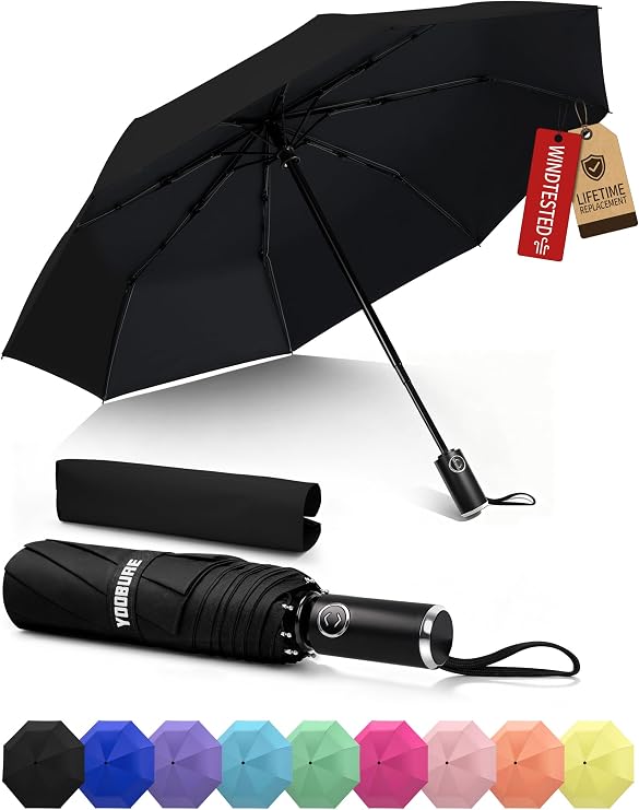 Yoobure Compact Travel Umbrella, Windproof Automatic Folding UV Sun & Rain