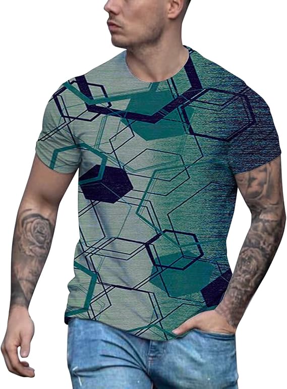 Harajuku Style Short Sleeve T-shirt, Men's, Multicolored T-shirt, Funny Pattern, Flashy Print, Cool, Unique T-Shirt, Hip Hop, Men's Short Sleeve T-Shirt, Unisex, Top, Short Sleeve Shirt,