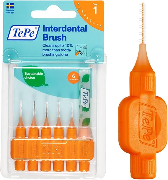TePe Arayüz Fırçası, Orijinal, Turuncu, 0,45 mm/ISO 1, 6 adet | Diş Temizliği ve Plak Giderme, Diş Aralarında Etkili Temizlik, Dar Aralıklar İçin Fırça
