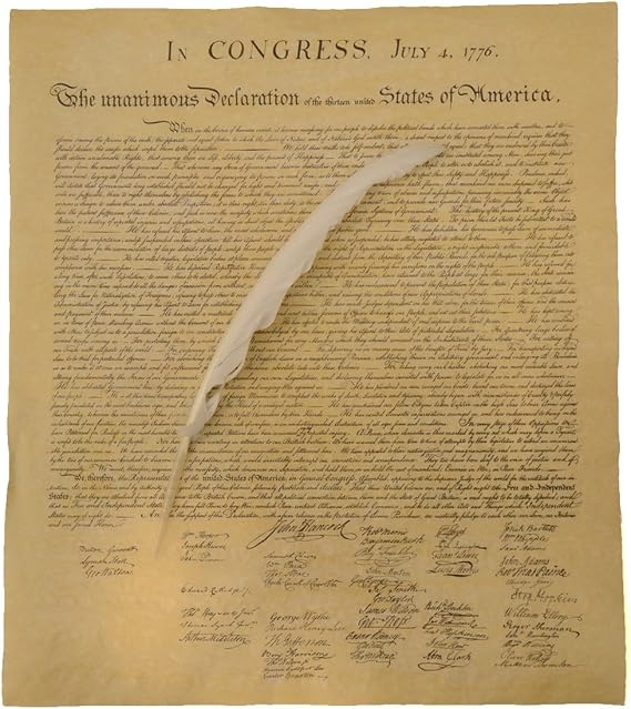 US Declaration of Independence Historical Document w/ Quill Writing Pen