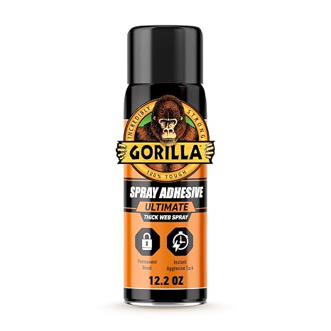 Gorilla Ultimate Spray Adhesive, Instant Aggressive Tack, White, 12.2 oz
