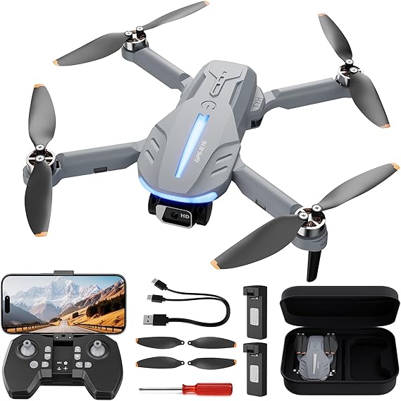 Drone with 4K Camera for Adults - B16 GPS Under 250g, Brushless Motor, Lightweight and Foldable RC Quadcopter for Beginners Toys Birthday Present, 50 Mins Long Flight
