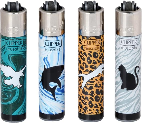 Clipper Micro Reusable Lighters - 4 Pack - Micro Silouettes 3 Design