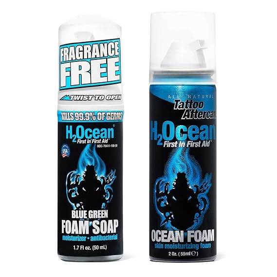 H2Ocean Ocean Foam Tattoo Aftercare 2oz + Blue Green Foam Soap 1.7oz