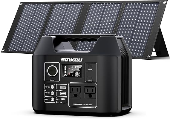 300W Portable Power Station with Solar Panel 40W, SinKeu 256Wh (80000mAh) LiFePO4 Battery Power Bank Station for Outdoor, Camping, RV