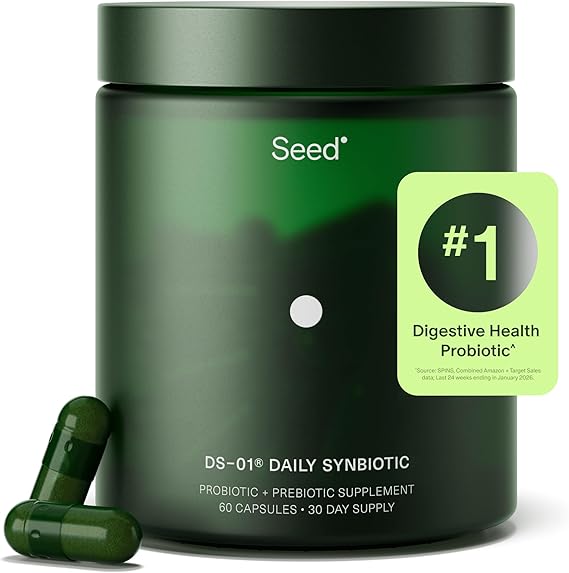 Seed DS-01 Daily Synbiotic - Prebiotic and Probiotic for Women & Men - Digestive Health, Gut Health, Immune Support, Bloating & Constipation Relief - Vegan & Shelf-Stable - 30-Day Starter (60ct)