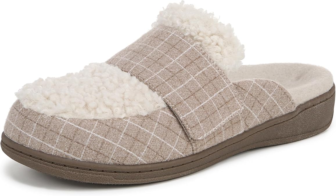 Vionic Womens Gemma Mule Slipper - Comfortable Spa House Slippers that Include Three-Zone Comfort with Orthotic Insole Arch Support, Soft House Shoes for Ladies