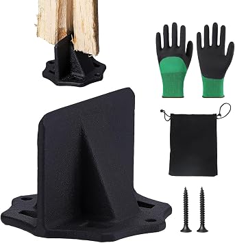 Manual Wood Splitter Wedge, Portable Kindling Splitter for Wood with Rubber Gloves and Storage Bag, Manual Log Splitter Wedge with Screws, Wood Cutter Tools