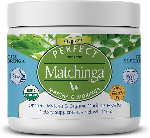 Perfect Supplements Perfect Matchinga Powder 180 Grams Organic Matcha & Organic Moringa Supplement Green Superfood Increases Energy