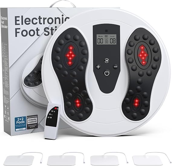 EMS Foot Massager with Infrared Therapy for Neuropathy,Foot Circulation Stimulator for Pain Relief,10 Modes & 20 Strengths for Plantar Fasciitis,Swelling,Cramps,RLS