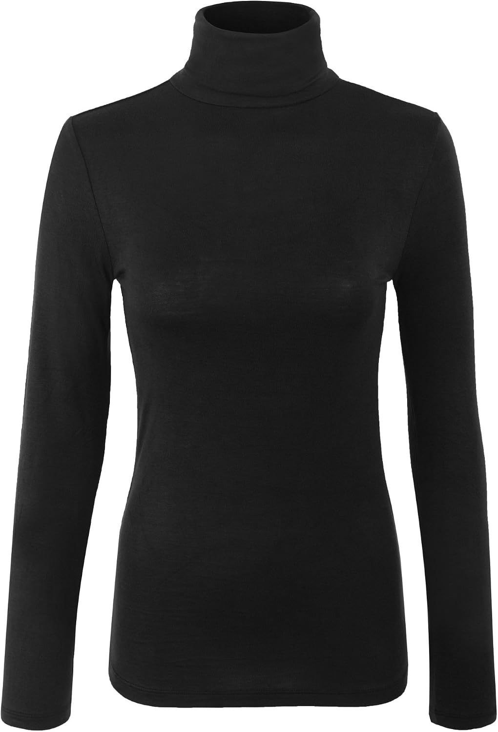 KOGMO Womens Turtleneck Long Sleeve Basic Solid Fitted Shirt with Stretch