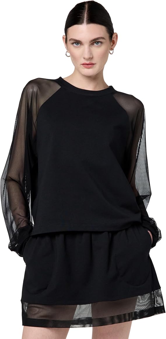 Norma Kamali Women's Oversized Raglan Sleeve Top W/Mesh