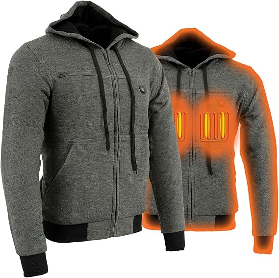 Nexgen Heat Mens Heated Hoodie Jacket Cotton Blend for Cold Weather, Winter Riding & Outdoor Activities