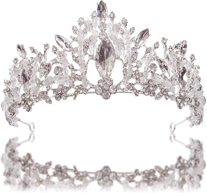 Silver Crown for Women and Birthday Tiara Crystal Queen Crowns Rhinestone Princess Tiaras for Girl Bride Wedding Hair Accessories for Bridal Party Prom Halloween Cos.play dress Christmas