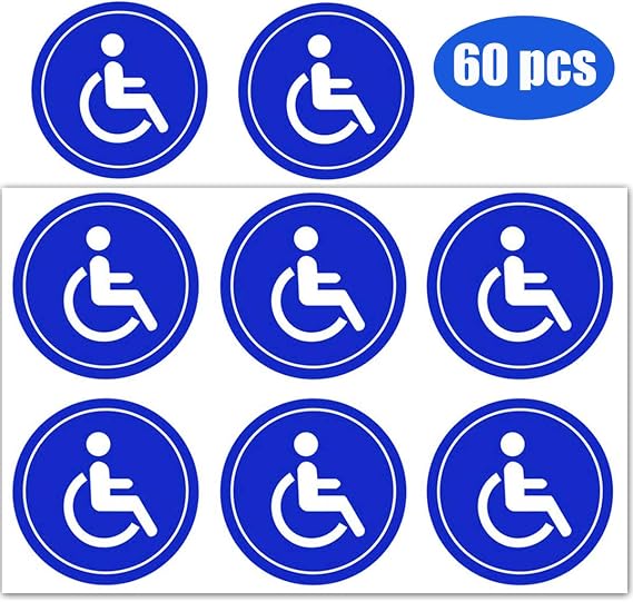 Handicap Signs Stickers-Disabled/Wheelchair Symbol Sign - ADA Compliant - Premium Self-Adhesive Vinyl Disability Sticker for Indoor & Outdoor 3x3 inch