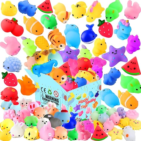 32pcs Squishy Toys Party Favors for Kids, Random Medium Mini Kawaii Squishies, Treasure Box Toys for Classroom, Prizes for Kids, Pinata Stuffers, Stress Relief Toys, Goodie Bags Fillers