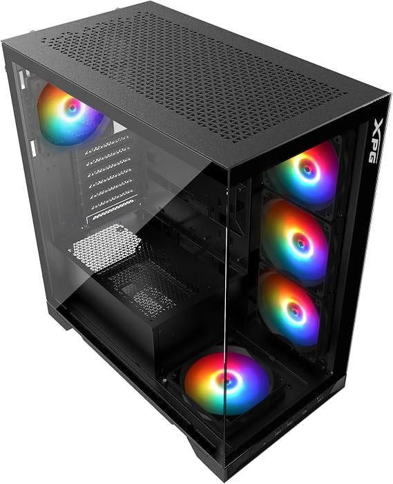 XPG Invader X Siyah 5 Adet Dahili ARGB Fan USB 3.2 ATX Mid-Tower Gaming (Oyuncu) Kasa (INVADERXMT-BKCWW)