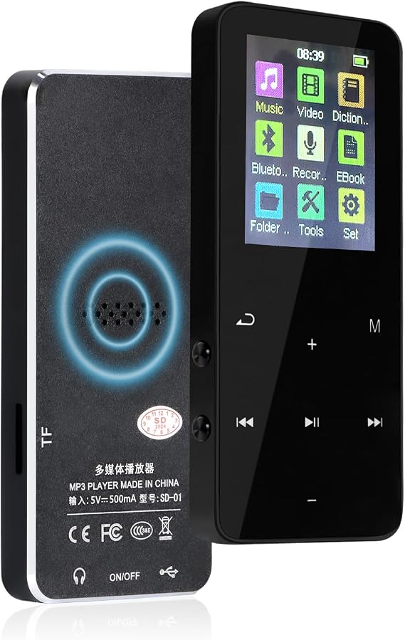 MP3 Player with Bluetooth 5.3 - Helterfolg Portable Music Player with Built-in HD Speaker, Voice Recorder, HiFi Sound, E-Book Function (16GB)