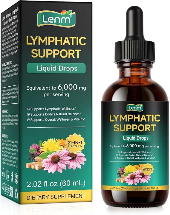 Lymphatic Drainage Drops 2 FL OZ, Lymphatic Cleanse & Immune Support, Herbal Blend for Efficient Drainage Support & Enhanced Overall Health, Alcohol-Free Liquid Drops