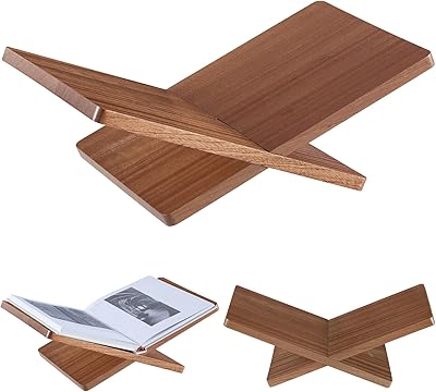 Solid Wooden Book Stand for Desktop Display & Reading 15.7 x 9.4 x 5.7 Extra Large Wood Open Book Holder for Cookbook, Bible, Recipe, Textbook, Magazine African Sapele