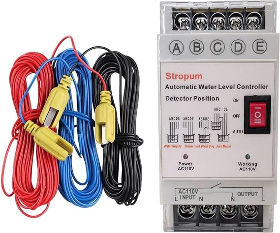 Automatic Water Level Controller AC 110V Liquid Level Sensor Detector Pump Float Switch Control Relay with 6.5ft Detector GL-1