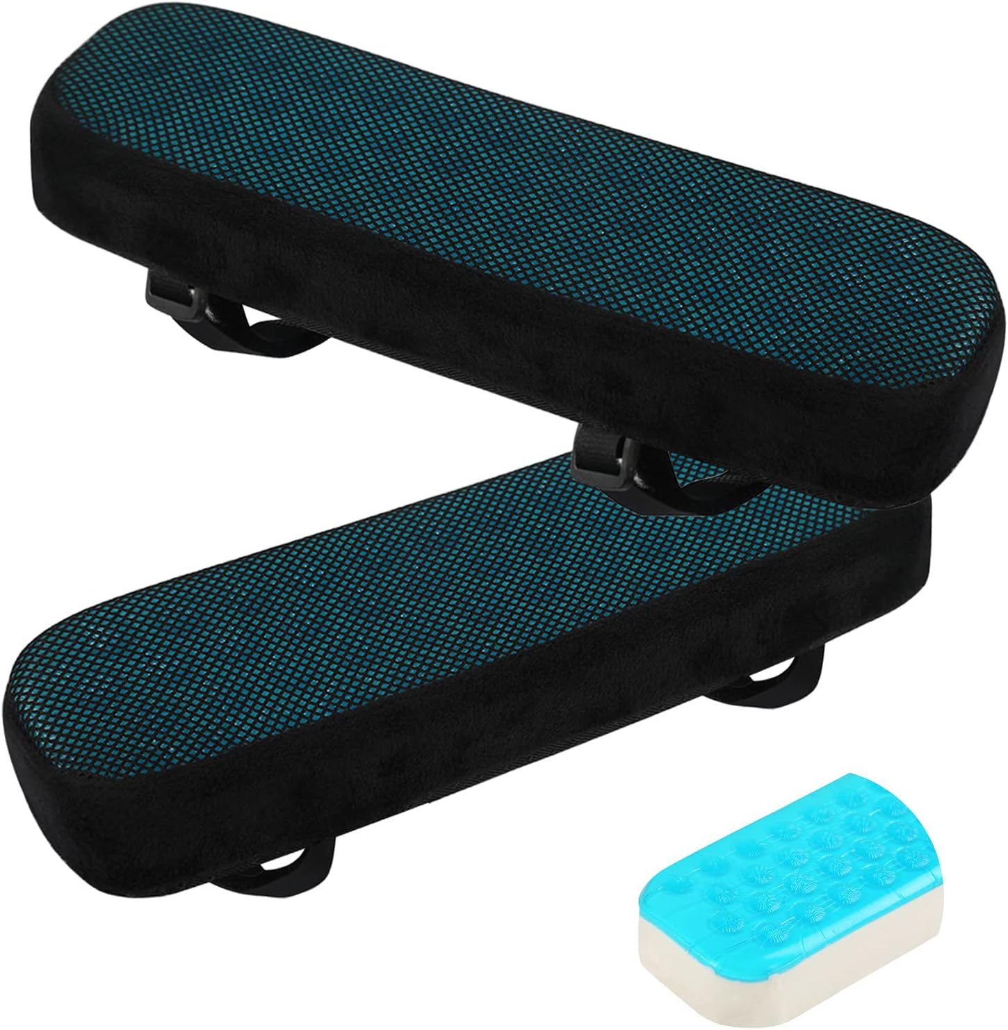 JoyPlus Chair Armrest Pads, 2 PCS Office and Gaming Chair Armrest Covers, Memory Foam Soft Elbow Pillow with Gel Cooling Pad for Elbows and Forearms Pressure Relief Black