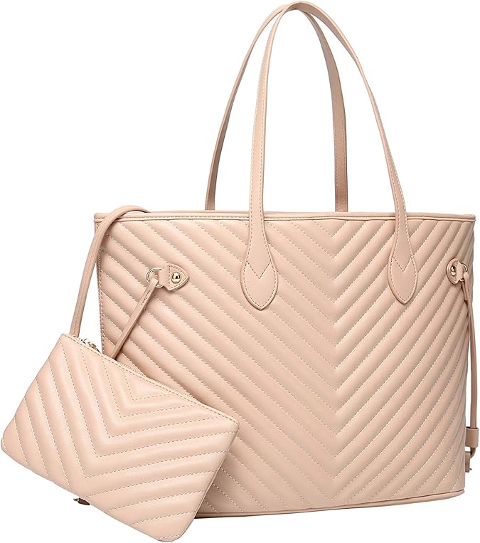 Tote Shoulder Travel Bag & Matching Clutch PU Vegan Leather | Shoulder