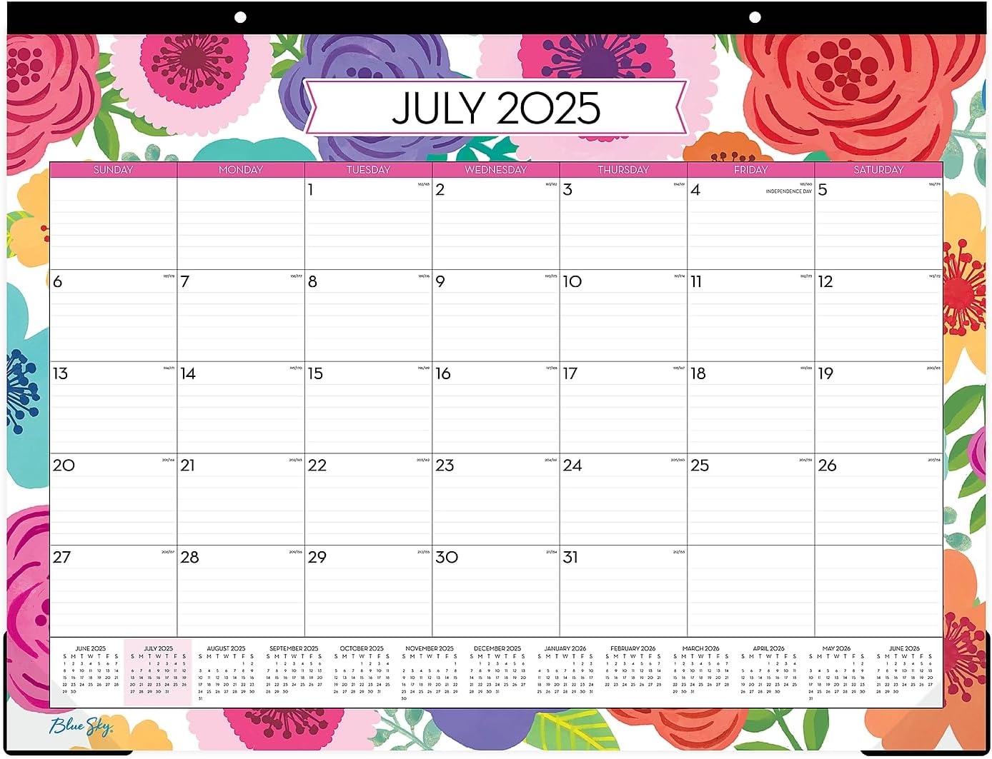 2025-2026 Blue Sky Desk Pad Planning Calendar, 17 x 22, Mahalo, July 2025 To June 2026, 100157