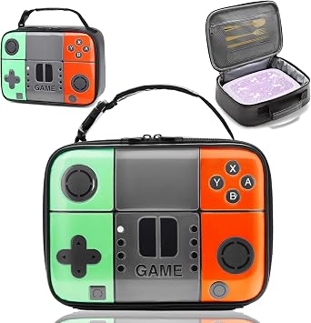 Kids Gamer Lunch Box for Boys, Game Console Insulated Lunch Bag, PU Leather Waterproof Lunchbox with Mesh Pocket, Durable Leakproof Lunch Tote Fits Bento Box for School