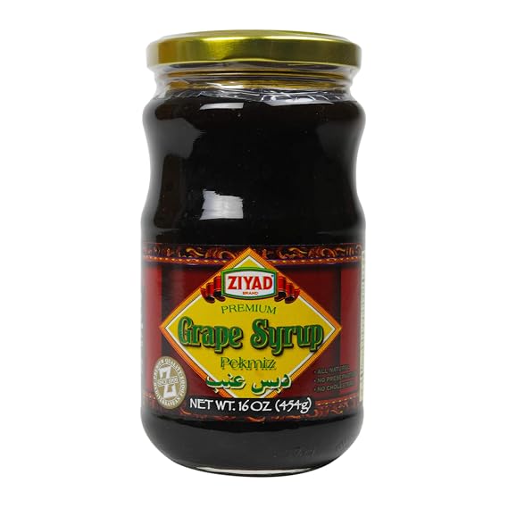 Ziyad Brand Premium Grape Syrup/Peckmiz, Halal, Shaved Ice, No Additives, No Preservatives, Great Topping for Pancakes, Ice Cream, Smoothies, and Yogurt Parfaits! 16oz